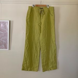 INC Chartreuse 100% Linen Pants